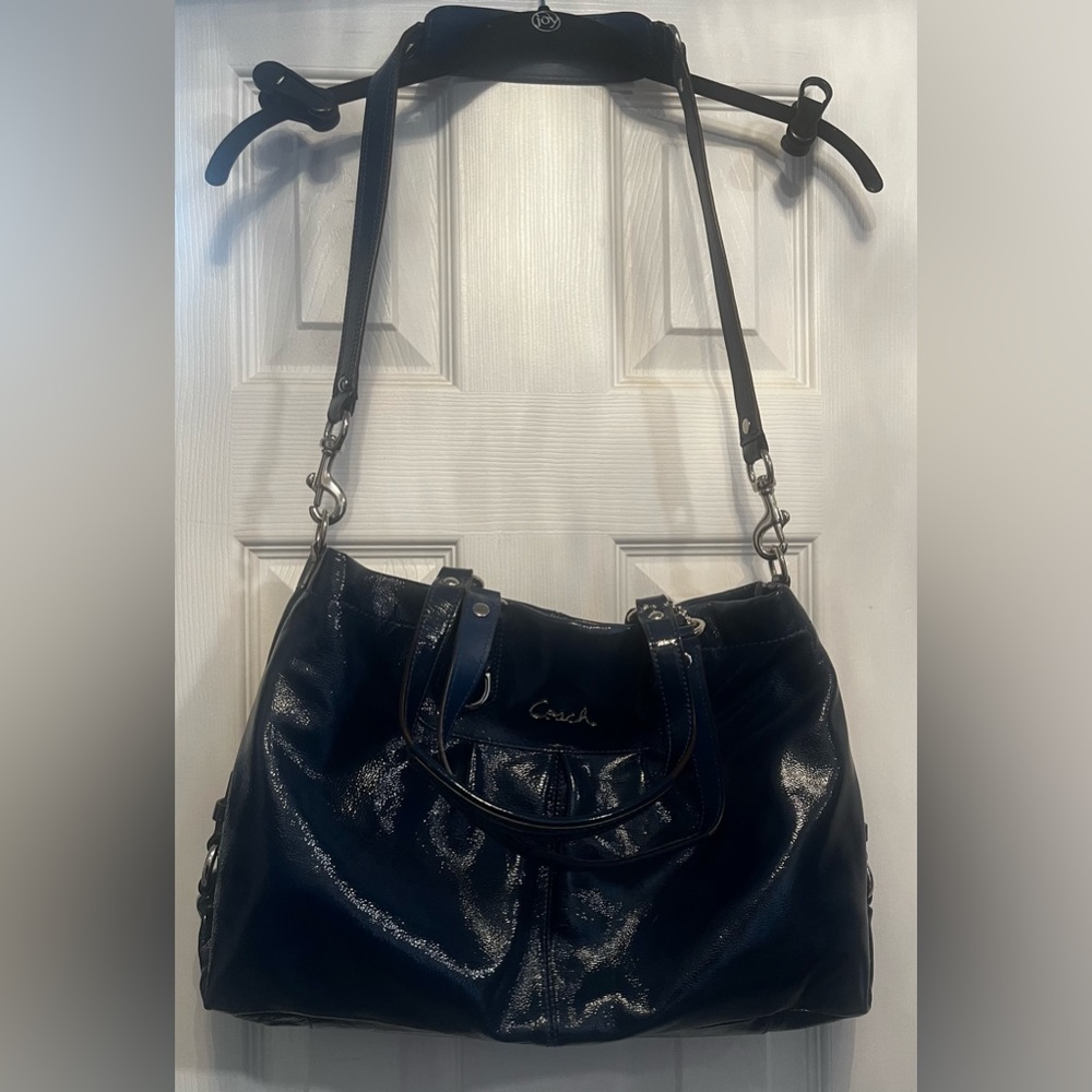 Coach Patent Leather Ashley Carryall in Cobalt Blue - Picture 4 of 12